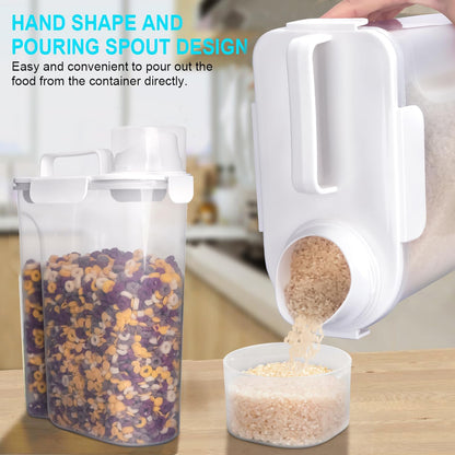 Uppetly Rice Airtight Dry Food Storage Containers, BPA Free Plastic Storage Bin Dispenser with Pourable Spout, Measuring cup for Cereal, Flour and Baking Supplies, Include a Stainless Steel Whisk