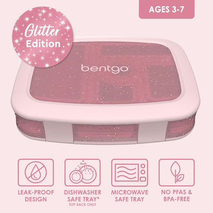 Bentgo Kids Bento-Style 5-Compartment Leak-Proof Lunch Box - Ideal Portion Sizes for Ages 3 to 7 - Durable, Drop-Proof, Dishwasher Safe, PFAS & BPA-Free & Made with Food-Safe Materials (Blue)