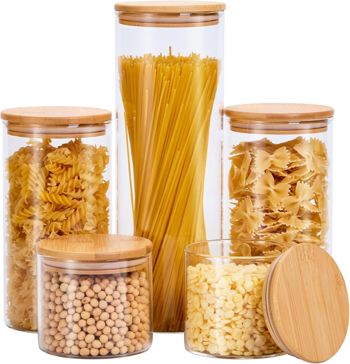 Glass Food Storage Jars with Lids 2.34 Qt [Set of 3], Perfect for Pasta, Cookies, Nuts, Coffee, Cereal, Flour, and More, Organize Your Kitchen and Pantry with these BPA-Free Glass Canisters