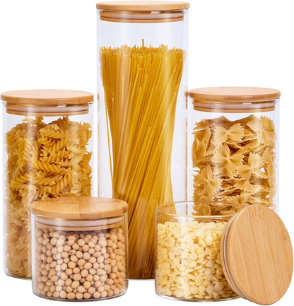 Glass Food Storage Jars with Lids 2.34 Qt [Set of 3], Perfect for Pasta, Cookies, Nuts, Coffee, Cereal, Flour, and More, Organize Your Kitchen and Pantry with these BPA-Free Glass Canisters