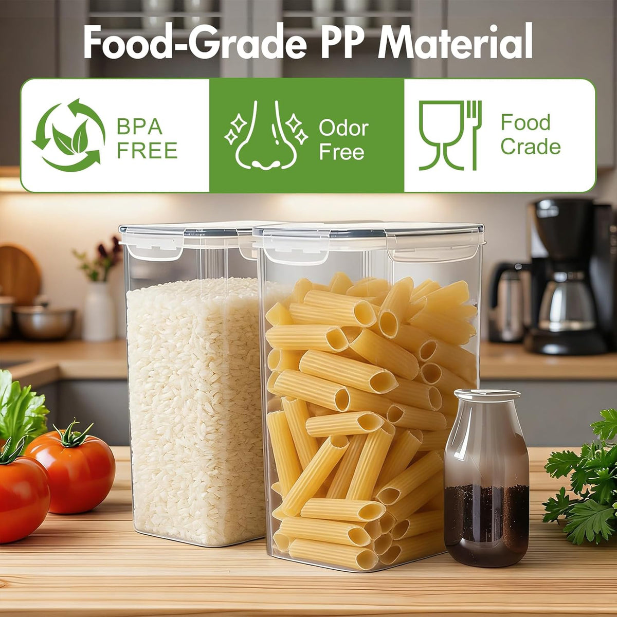 ALSO GO 2 PC (9.5L | 321 Oz) Extra Large Airtight Food Storage Containers with Lids,Kitchen and Pantry Organization Plastic Containers for Flour,Rice,Cereal,Pasta,Sugar,dog food (Leakproof, BPA-Free)