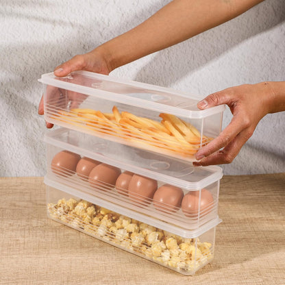 6 Pcs Large Airtight Pasta Storage Containers, BPA-Free Plastic Spaghetti Noodle Holder with Lid, White Rectangular Food Canisters for Kitchen Pantry Organization, 3 x 12 x 3 Inches