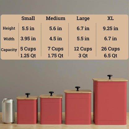 Kitchen Canisters for Countertop Set of 4 with Customizable Chalkboard Labels & Marker Pen - Big Iron Kitchen Canisters with Airtight Lids - Black Canister Set - Flour and Sugar Containers Farmhouse