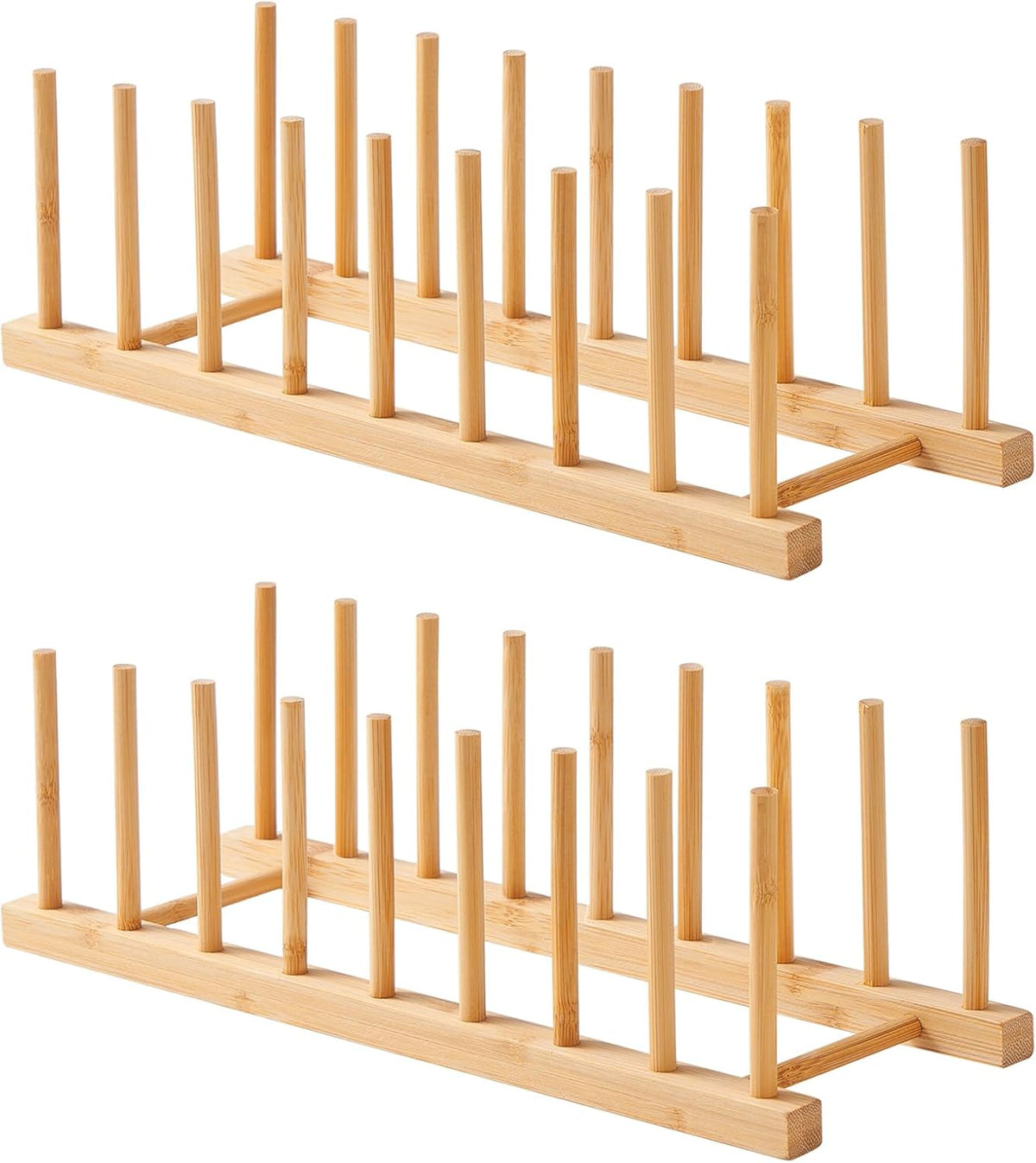 Bamboo Wooden Dish Rack-Pot Lid Plate Rack Organizer Holder for Cabinet