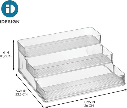 iDesign 3-Tier Spice Rack Organizer for Cabinets, Pantry or Countertop, Set of 2, Clear, Made in USA