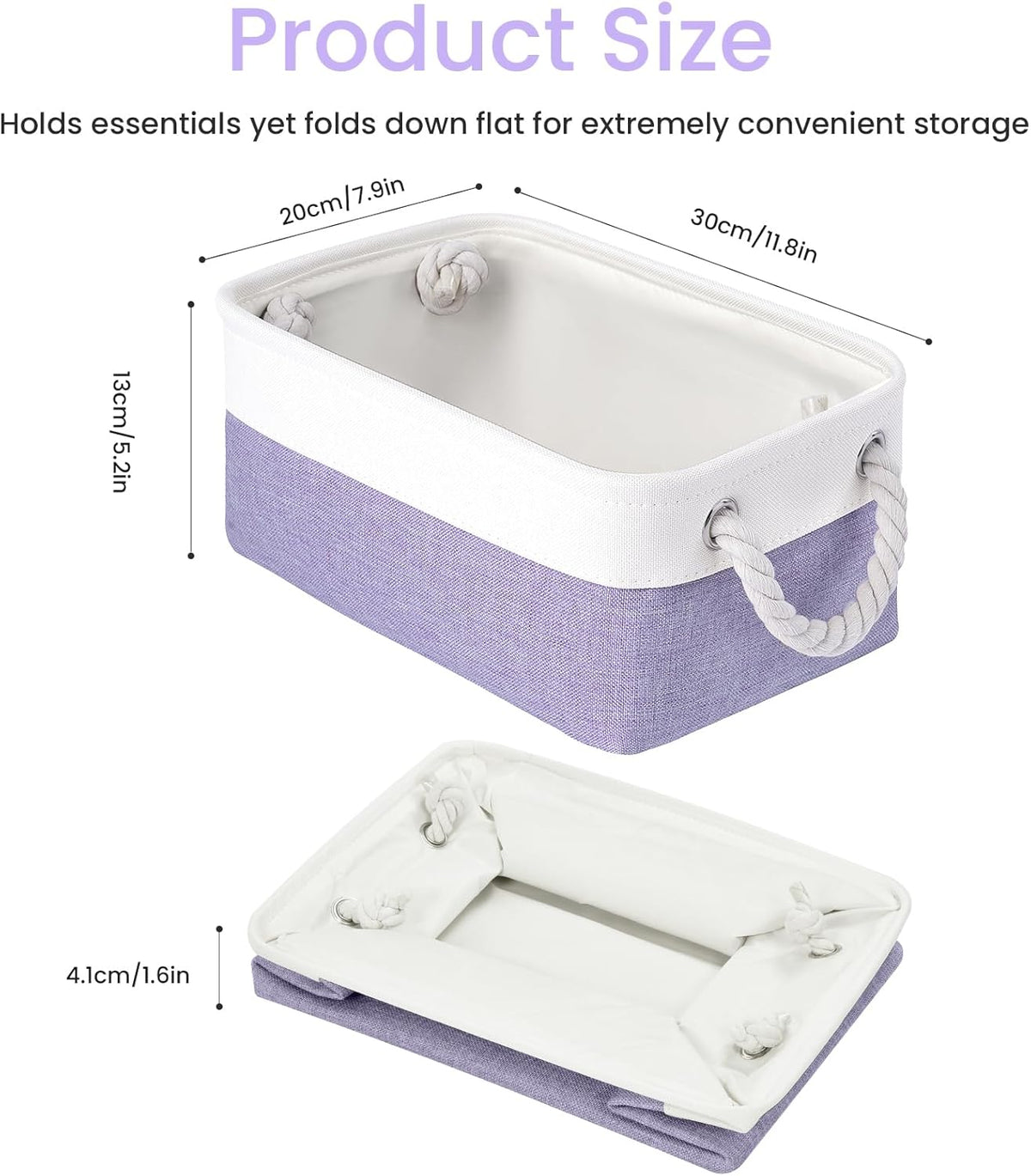 Large Storage Baskets- 15.7x11.8x8.26 inch Storage Bins for Shelves and Closet Organizing, Foldable Fabric Bin for Home Organization Clothes and Laundry (3-Pack, White&Khaki)