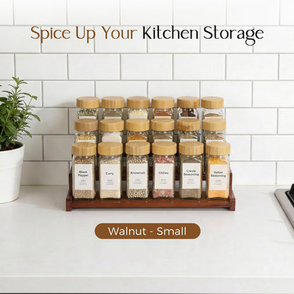 Spice Rack Organizer for Cabinet, 18in Bamboo Tiered Spice Rack，Used for Kitchen Countertops and Food Storage Room Organizer，Specially Designed for Jars and Spice Bottles(Bamboo, L)