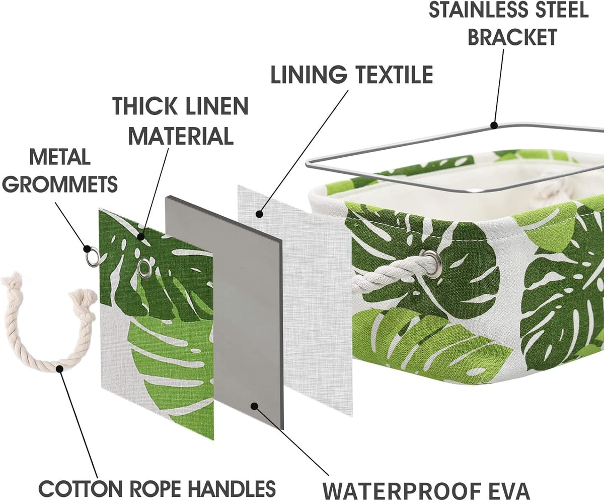 Fabric Storage Bins 12x8x5 inch [6-Pack] with Rope Handles - Decorative Baskets for Organizing