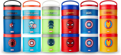 Whiskware Bluey Stackable Snack Containers for Babies, Toddlers, and Kids, 3 Stackable Snack Cups for School and Travel, Cupholder Friendly, Bluey and Bingo! Let’s Do This!