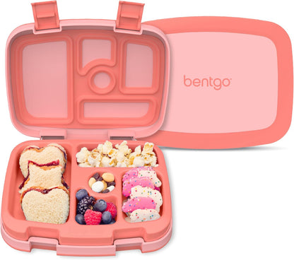 Bentgo Kids Bento-Style 5-Compartment Leak-Proof Lunch Box - Ideal Portion Sizes for Ages 3 to 7 - Durable, Drop-Proof, Dishwasher Safe, PFAS & BPA-Free & Made with Food-Safe Materials (Blue)