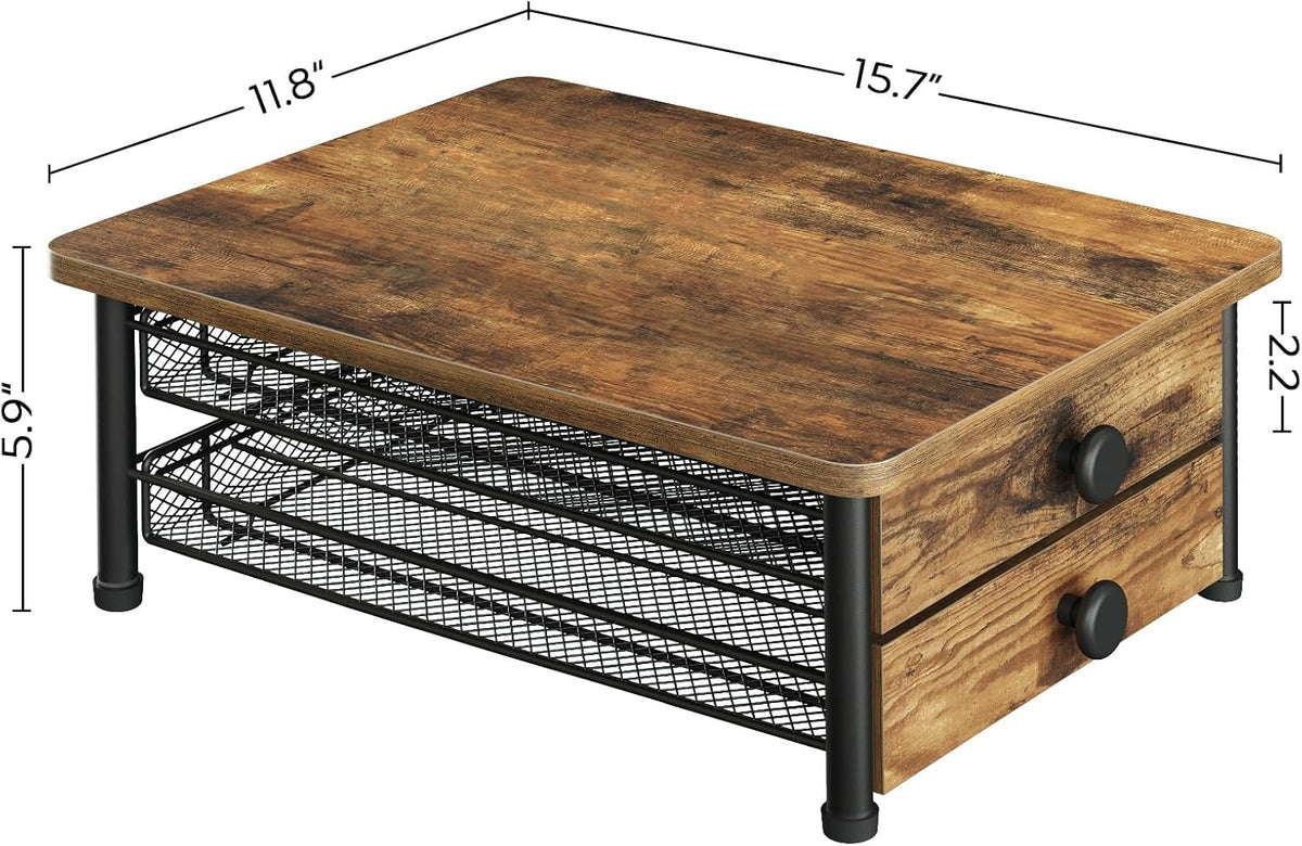 YATINEY Coffee Pod Drawer Holder, Coffee Pod Drawer for K Cup, 35 Capacity Coffee Capsules Storage Organizer, Sliding Mesh Basket, for Home Office, Kitchen, Rustic Brown KH08BRG1