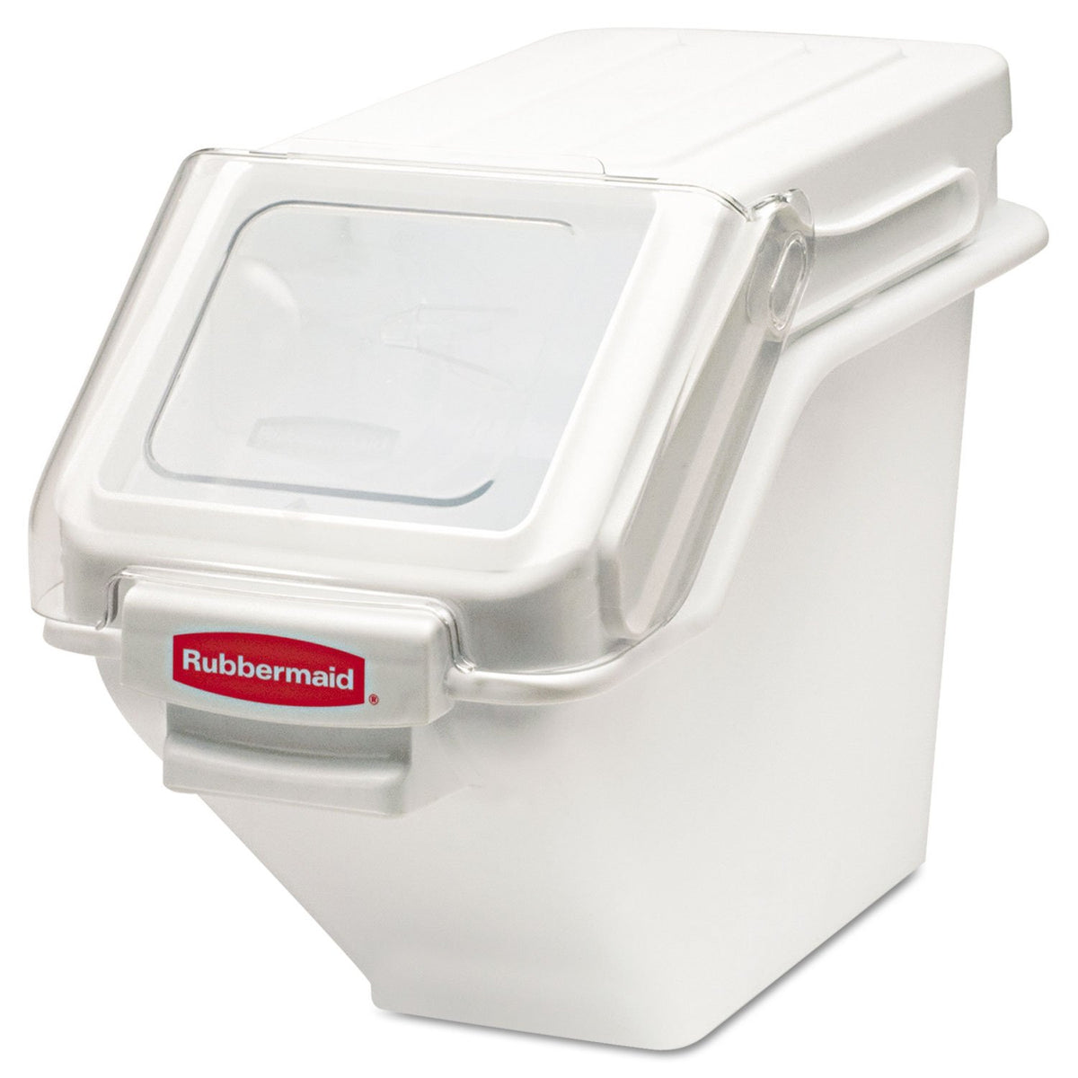 Rubbermaid Commercial Products ProSave Shelf Food Ingredient Bin with Scoop 100-Cup White Kitchen Food Storage Sugar/Grains/Rice/Baking Supplies