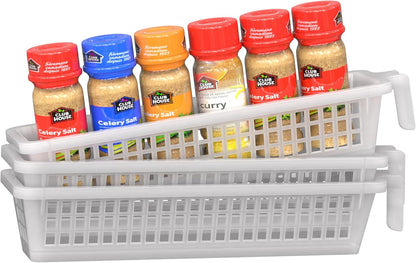 Handy Basket – Kitchen Discovery – Kitchen Pantry Organizers and Storage - Plastic Organizer Bins with Handles in Large Size for Chip Bags, Cake Mixes, Pasta, and Condiments