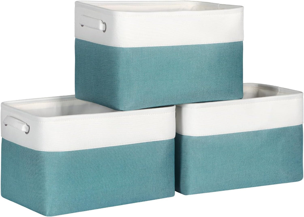 Foldable Storage Bin Collapsible Basket 12" x 10" x 9.5" Cube Storage Organizer Bins with Dual Carry Handles for Home Closet Shelves Drawers Organizer, Set of 3, Grey