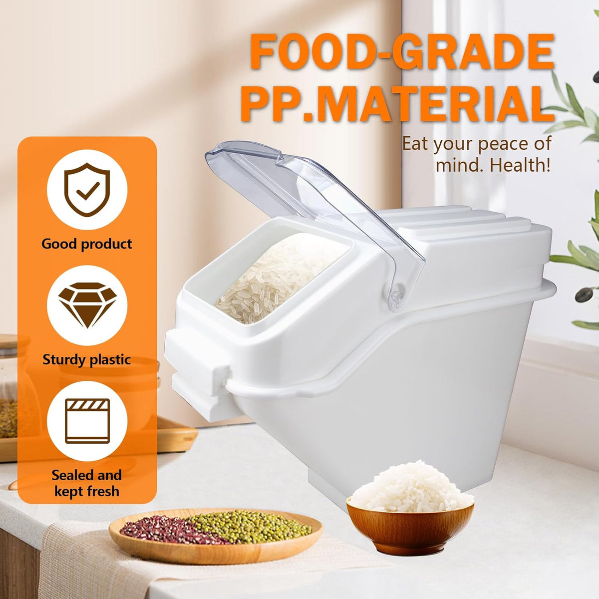 Flour Bin, 10 lb Stackable Kitchen Ingredient Storage Container with Lid - Food Pantry Organizer for Flour, Sugar, Rice, Baking,Dog Food Supplies (2.64 GAL-2.33 LB)