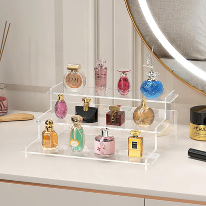 Acrylic Risers Display Stand, 3 Tier Cupcake Holder, Clear Perfume Organizer Stand, Display Shelf for Figures and Collection, Dessert Shelves for Party, Display Risers for Decoration and Organizer