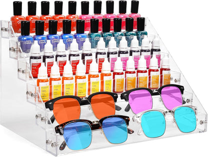 6-Tier Nail Polish Organizer Rack, Acrylic Display Stand Holder for Nail Paint, Tattoo ink, Essential Oil, Sunglasses Storage for Salon Vanity Table, Home Decor, Holds 72 Bottles