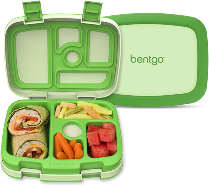 Bentgo Kids Bento-Style 5-Compartment Leak-Proof Lunch Box - Ideal Portion Sizes for Ages 3 to 7 - Durable, Drop-Proof, Dishwasher Safe, PFAS & BPA-Free & Made with Food-Safe Materials (Blue)