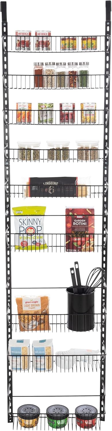 Home-Complete Pantry Over The Door Spice and Jar Rack Organizer - Great Storage Space for Cabinets and Kitchen - Wall Mounted 8 Tier Shelves