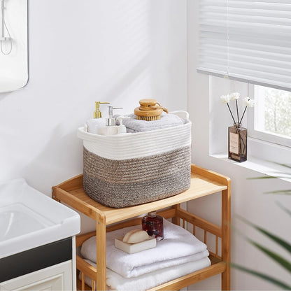OIAHOMY Storage Basket, Woven Baskets for Storage, Cotton Rope Basket for toys,Towel Baskets for Bathroom - Pack of 3, Gradient Yellow