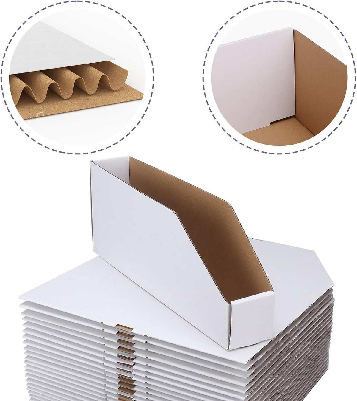 EXYGLO Cardboard Boxes, Pack of 35 Corrugated Storage Bins 12x6x4.5 inch Pantry Organizer Bins for Shelves Garage Office Organization