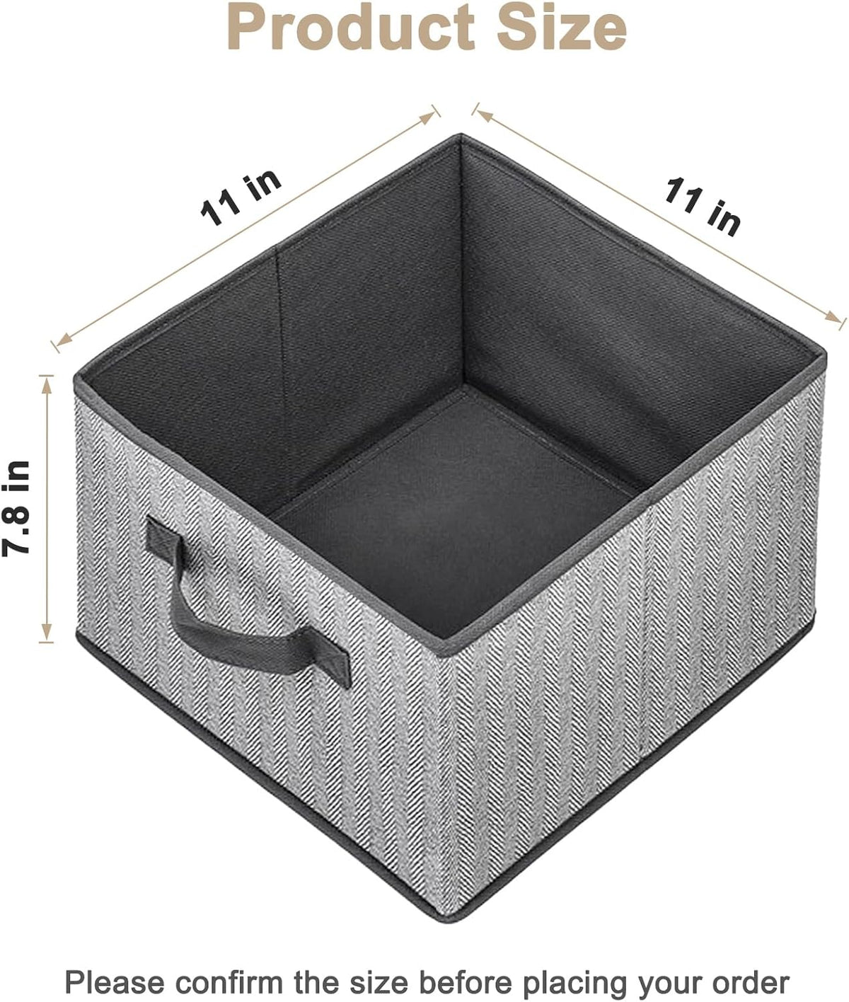 Storage Baskets, 11-Inch Woven Fabric Bins, Storage Cubes with Reinforced Handles, Organizer Bins for Closet Shelves, Foldable, for Toys, Clothes, Natural Beige (3PCS/Beige-11*11*7.8inch)