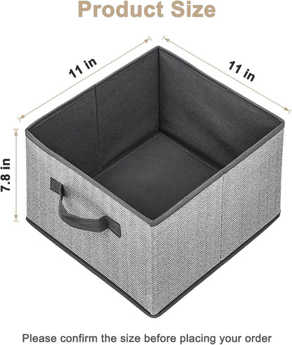 Storage Baskets, 11-Inch Woven Fabric Bins, Storage Cubes with Reinforced Handles, Organizer Bins for Closet Shelves, Foldable, for Toys, Clothes, Natural Beige (3PCS/Beige-11*11*7.8inch)