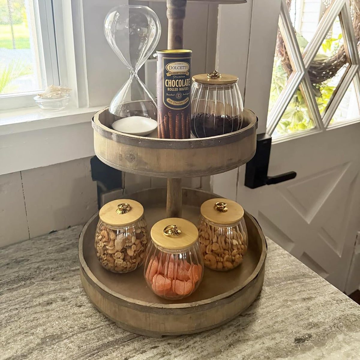 Frcctre 4 Pack 25 FL OZ Glass Storage Jars with Bamboo Lid, Kitchen Airtight Glass Canister Sugar Container Decorative Storage Container for Coffee Bar Food Sugar Coffee Beans Candy Tea