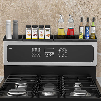 Magnetic Stove Top Shelf, Over the Stove Shelf Spice Rack & Spice Organizer – 30" Heat Resistant Silicone Stove Shelf, No Drill Kitchen Storage Organizer for Gas/Electric Stoves & Small Kitchens