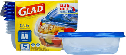 Glad GladWare XL Square Food Storage Containers with Lock Tight Lids, BPA-Free Family Size Plastic Containers for Leftovers, Meal Prep, and Freezer Storage, Dishwasher Safe, 104 Oz