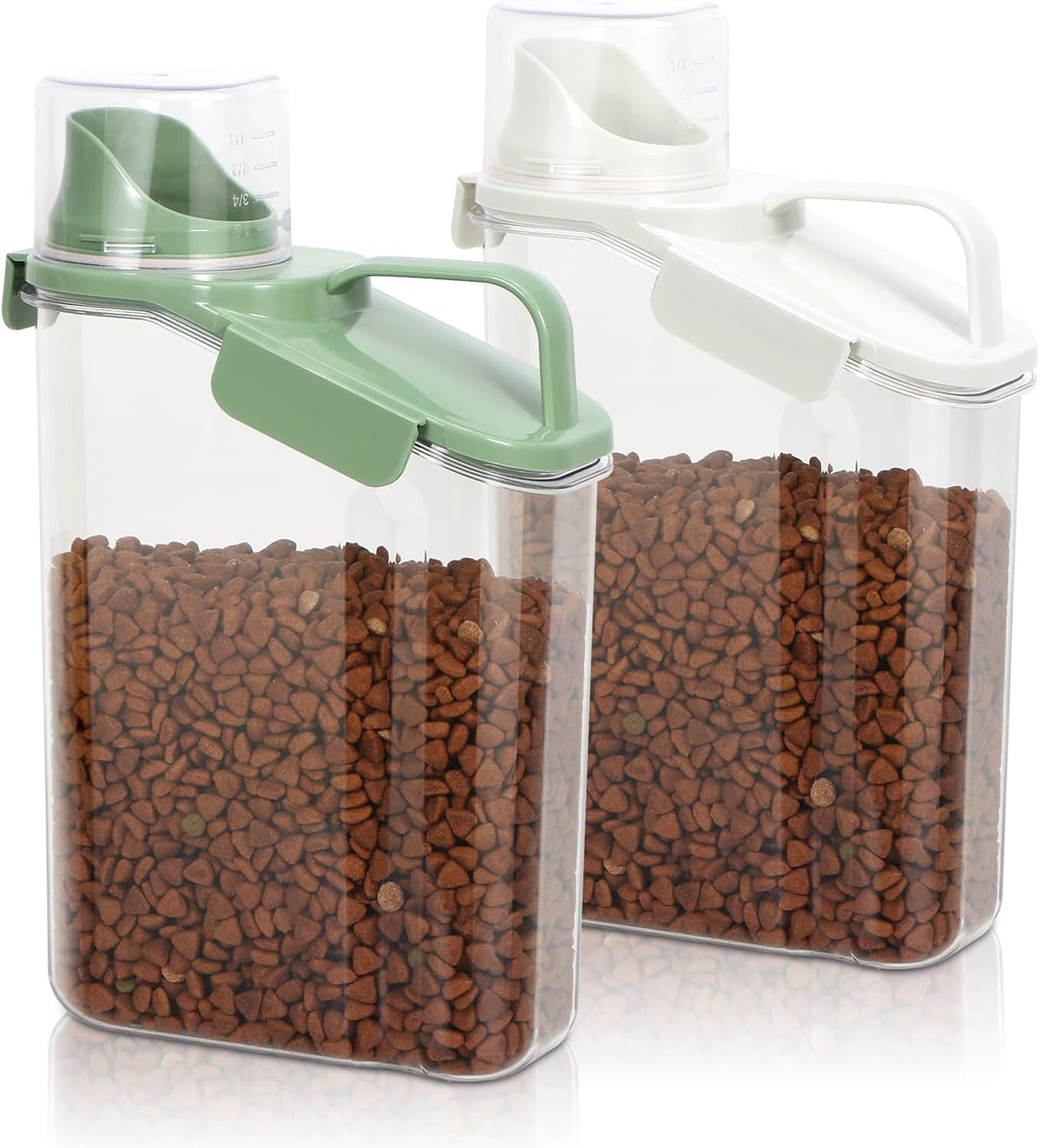 TBMax Rice Container Cereal Storage Container 2 Pack 5 Lbs, Kitchen Pantry Dry Food Storage Holder with Easy-Pouring Spout & Handy Cup, Small Pet Dog Cat Food Dispenser for Daily Feeding -Grey