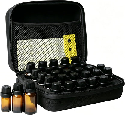 Essential Oil Storage Holder Organizer Carrying Case - 30 Bottles | Hard Shell Essential Oils Box Holds 5ml 10ml 15ml Bottle Travel Bag with Labels & Foam Insert for doTERRA & Young Living