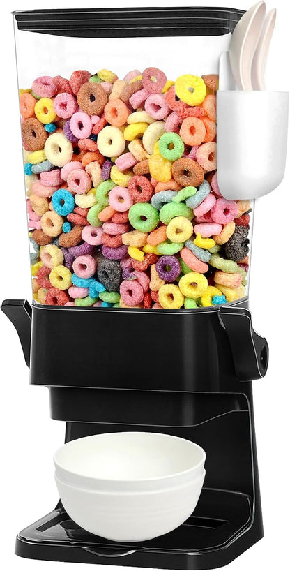 Cereal Dispenser Countertop With Bowls and Spoons Cereal Containers Storage for Pantry Snack Organizer Dry Food Storage Container with Lid for Kitchen Organization Oatmeal Nut Granola（1pcs White）