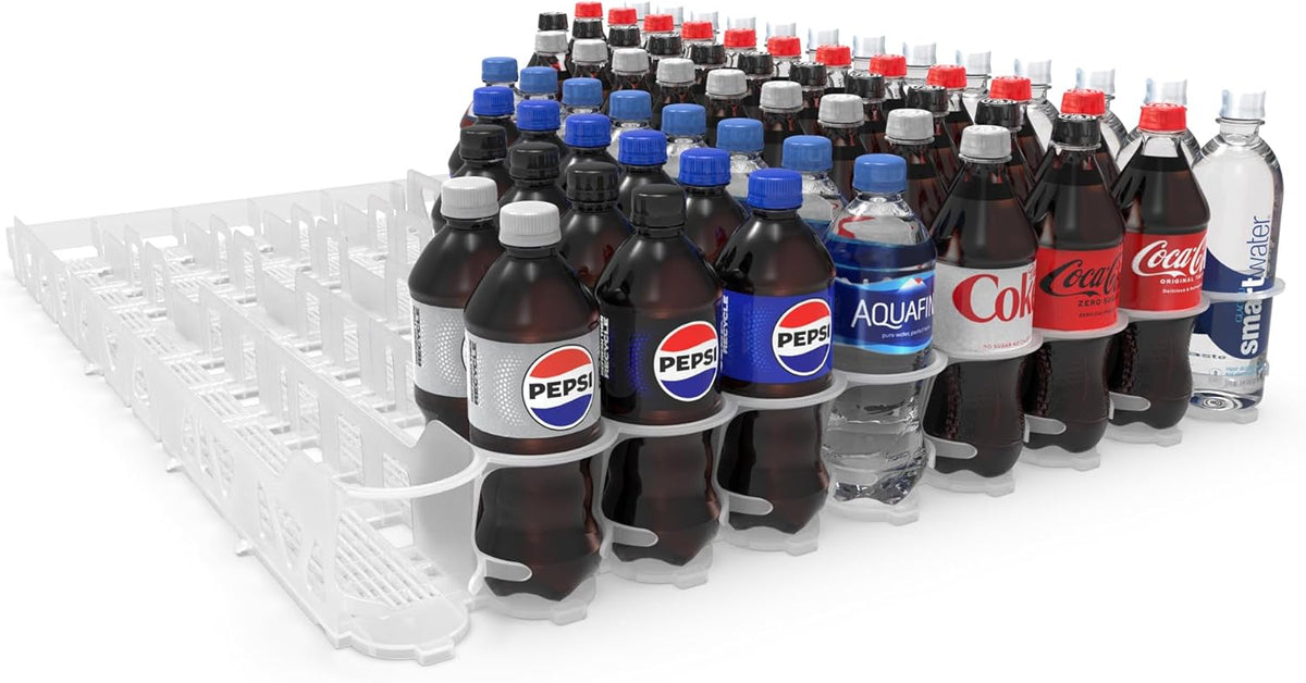 Visi-Slide 20oz Soda Beverage Dispenser - Gravity Fed Glide for Angled Shelves for Coolers, Commercial Refrigerators, Cold Vaults (Pack of 6) Drink Organizer for Cans, Bottles and More