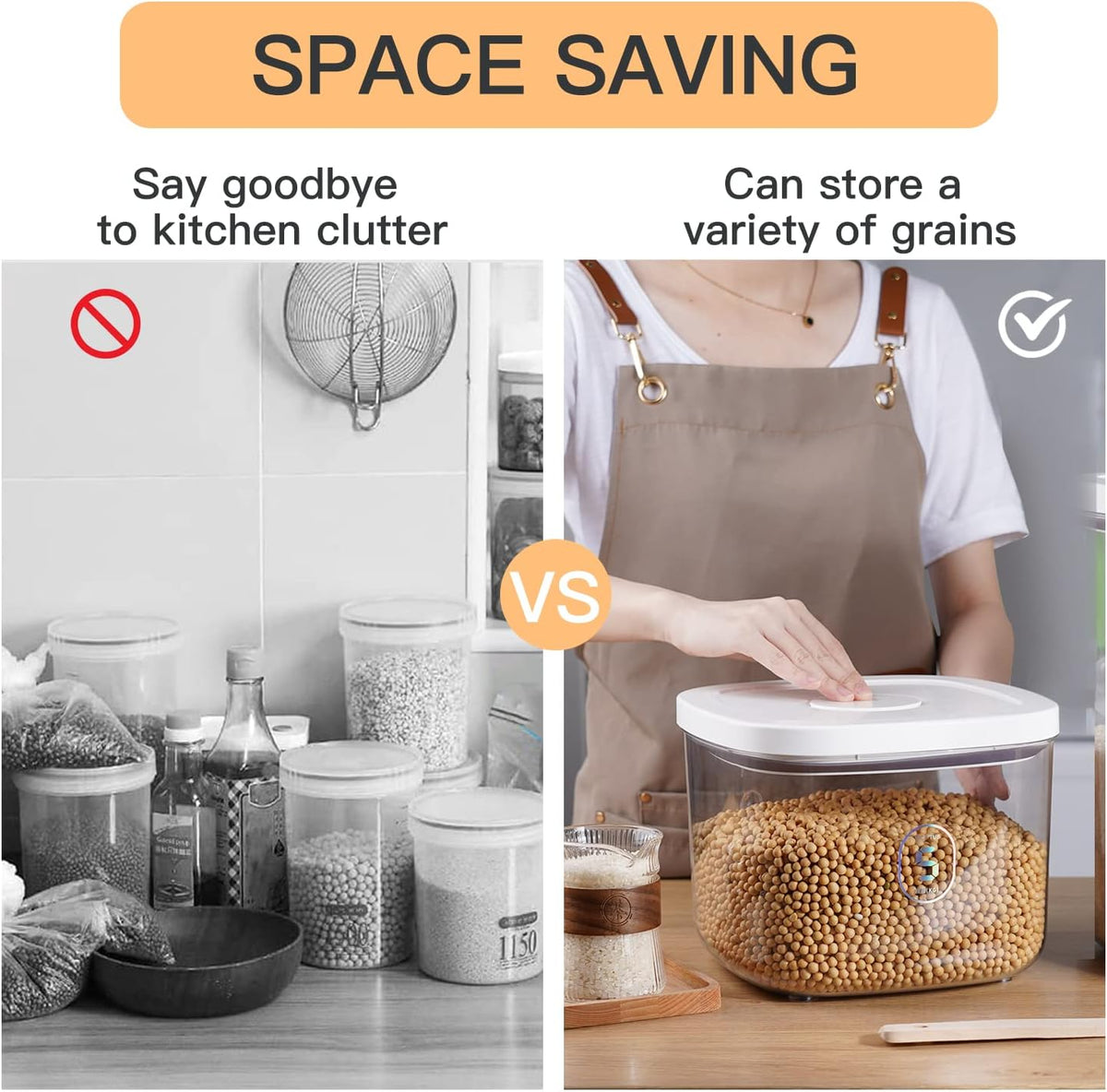 20-25 lbs Rice Dispenser,10.5 Qt/10 L/22-25 lbs Rice Container Storage with Measuring Cup & Brush Food Cereal Container Bins Household for Kitchen Pantry Organization (AY-10KG-WHITE)