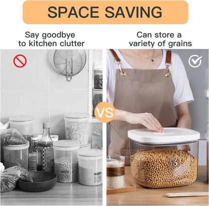 20-25 lbs Rice Dispenser,10.5 Qt/10 L/22-25 lbs Rice Container Storage with Measuring Cup & Brush Food Cereal Container Bins Household for Kitchen Pantry Organization (AY-10KG-WHITE)