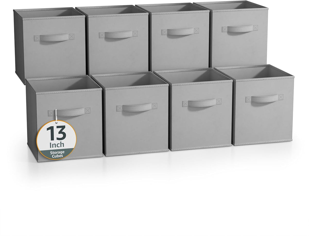 Sorbus Fabric Storage Cubes - 8 Foldable Storage Bins for Organizing Pantry, Cubbies, Toy Box - Clothes Storage & Closet Organizer - 11 Inch Collapsible Cube Baskets for Shelves with Handle