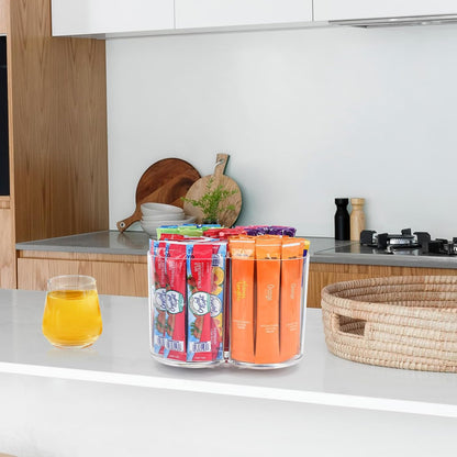Drink Packet Organizer For Powdered Drink Mix,Powder Packet,Water Packet,Water Flavor Packet,Lazy Susan Organizer Rotating Holder for Drink Mix Necessities（Square）