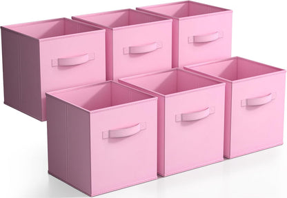 Sorbus Foldable Storage Cubes - 6 Fabric Baskets for Organizing Pantry, Closet, Shelf, Nursery, Playroom, Toy Box, Cubby -11 Inch Dual Handle Collapsible Closet Organizers and Storage Bins (Navy Blue)