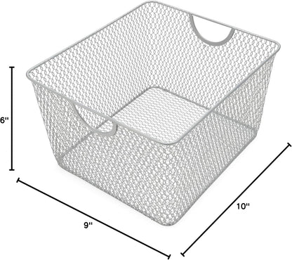 YBM HOME Kitchen Pantry Organizer Wire Baskets for Shelves, Cabinets, Pantry, Countertop, Mesh Open Storage Bin Metal Basket for Organizing Food Supplies, 3 Pack, 12.1x7.8x5.8