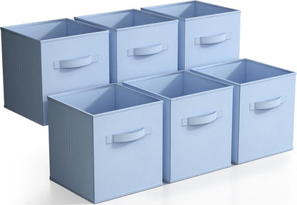 Sorbus Foldable Storage Cubes - 6 Fabric Baskets for Organizing Pantry, Closet, Shelf, Nursery, Playroom, Toy Box, Cubby -11 Inch Dual Handle Collapsible Closet Organizers and Storage Bins (Navy Blue)