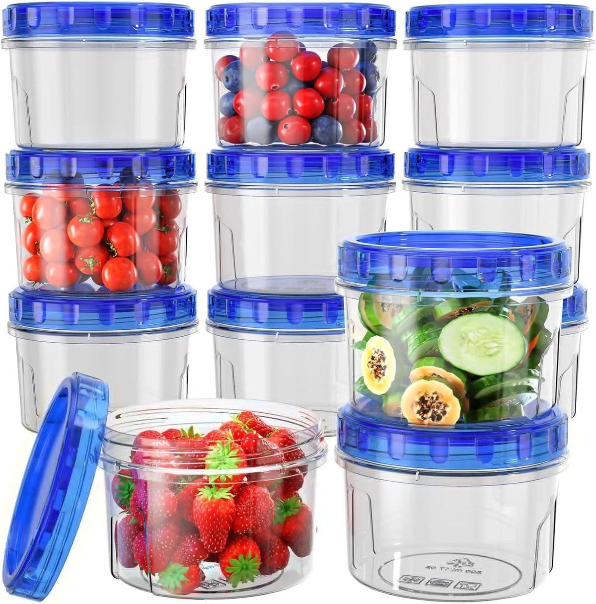 Freezer Storage Containers, [-16 Oz] Airtight Plastic Food Storage Containers with Twist Top Lids, Soup, Meal Prep Containers | BPA Free | Stackable | Leakproof | Microwave/Dishwasher Safe