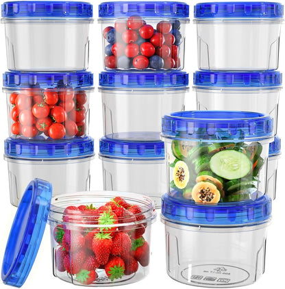 Freezer Storage Containers, [-16 Oz] Airtight Plastic Food Storage Containers with Twist Top Lids, Soup, Meal Prep Containers | BPA Free | Stackable | Leakproof | Microwave/Dishwasher Safe