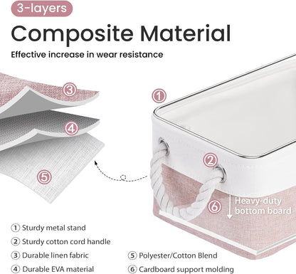 Large Storage Baskets- 15.7x11.8x8.26 inch Storage Bins for Shelves and Closet Organizing, Foldable Fabric Bin for Home Organization Clothes and Laundry (3-Pack, White&Khaki)