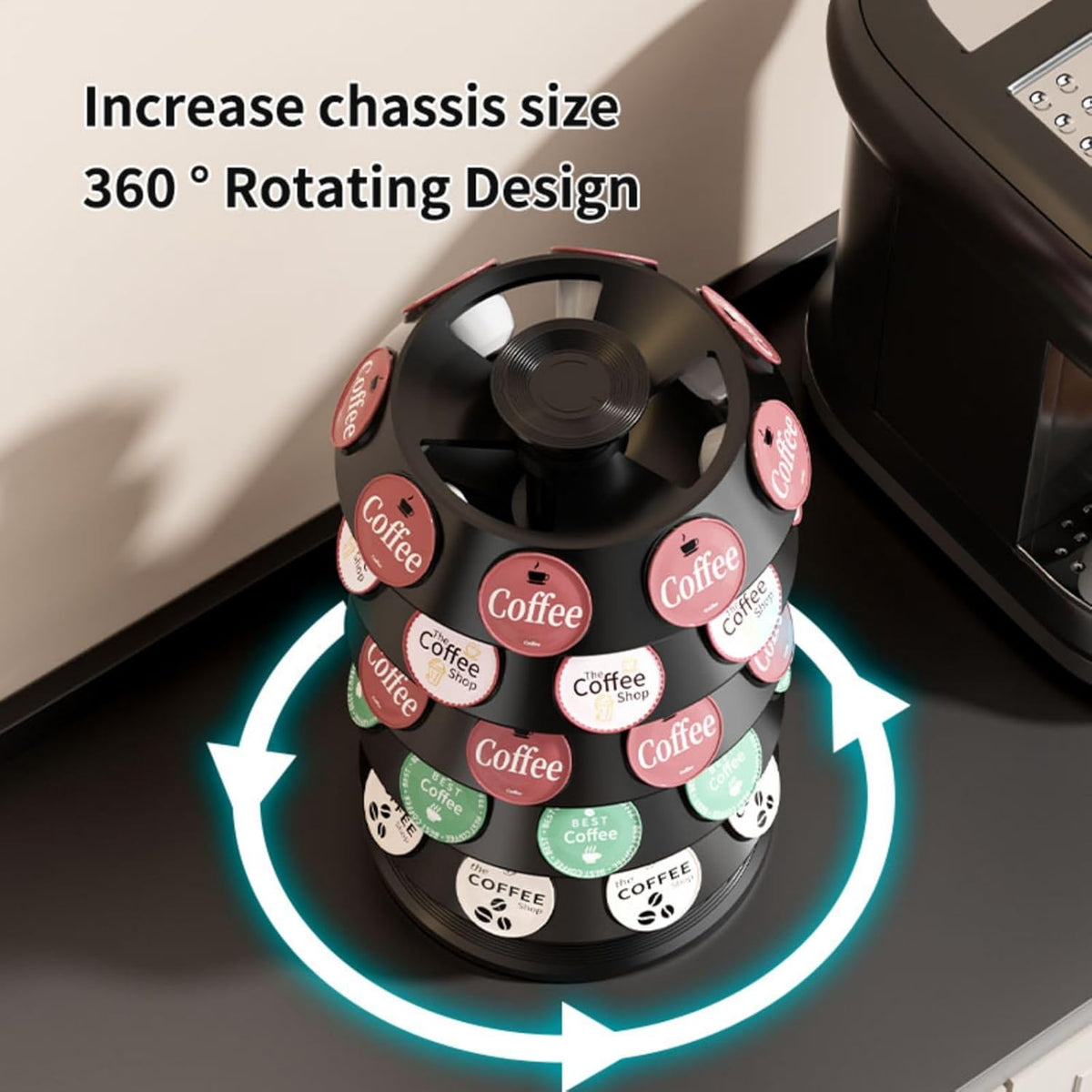 K Cup Holder, Coffee Pod Storage Carousel Holder Organizer Compatible with 40 Keurig K-Cup Pods, Home or Office Kitchen Counter Organizer