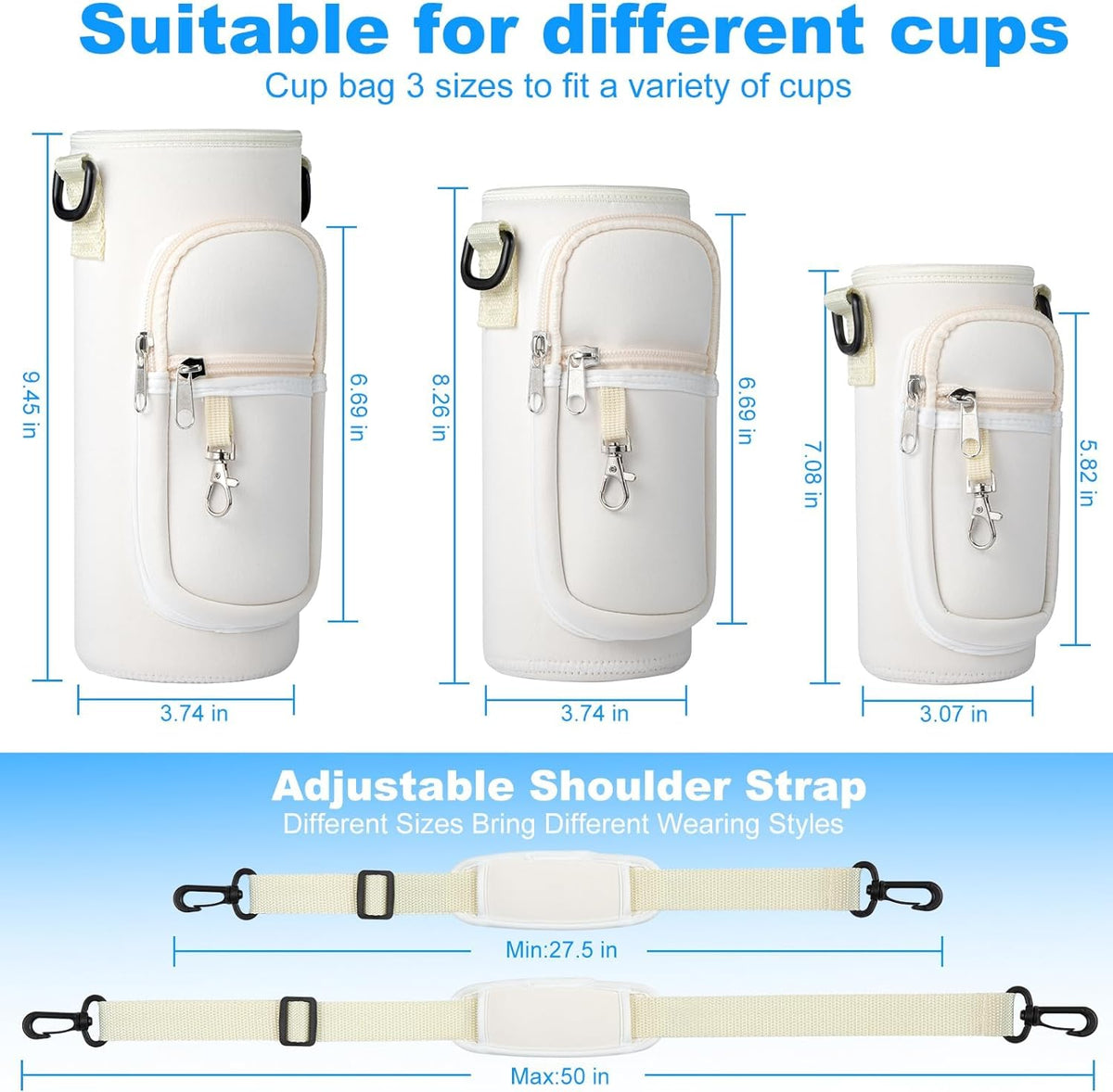 RRegeny Water Bottle Holder with Strap for Hydroflask 32oz 40oz, Carrier Sling Bag with Phone Pocket Water Bottle Sleeve for Men Women Hiking Camping Travelling