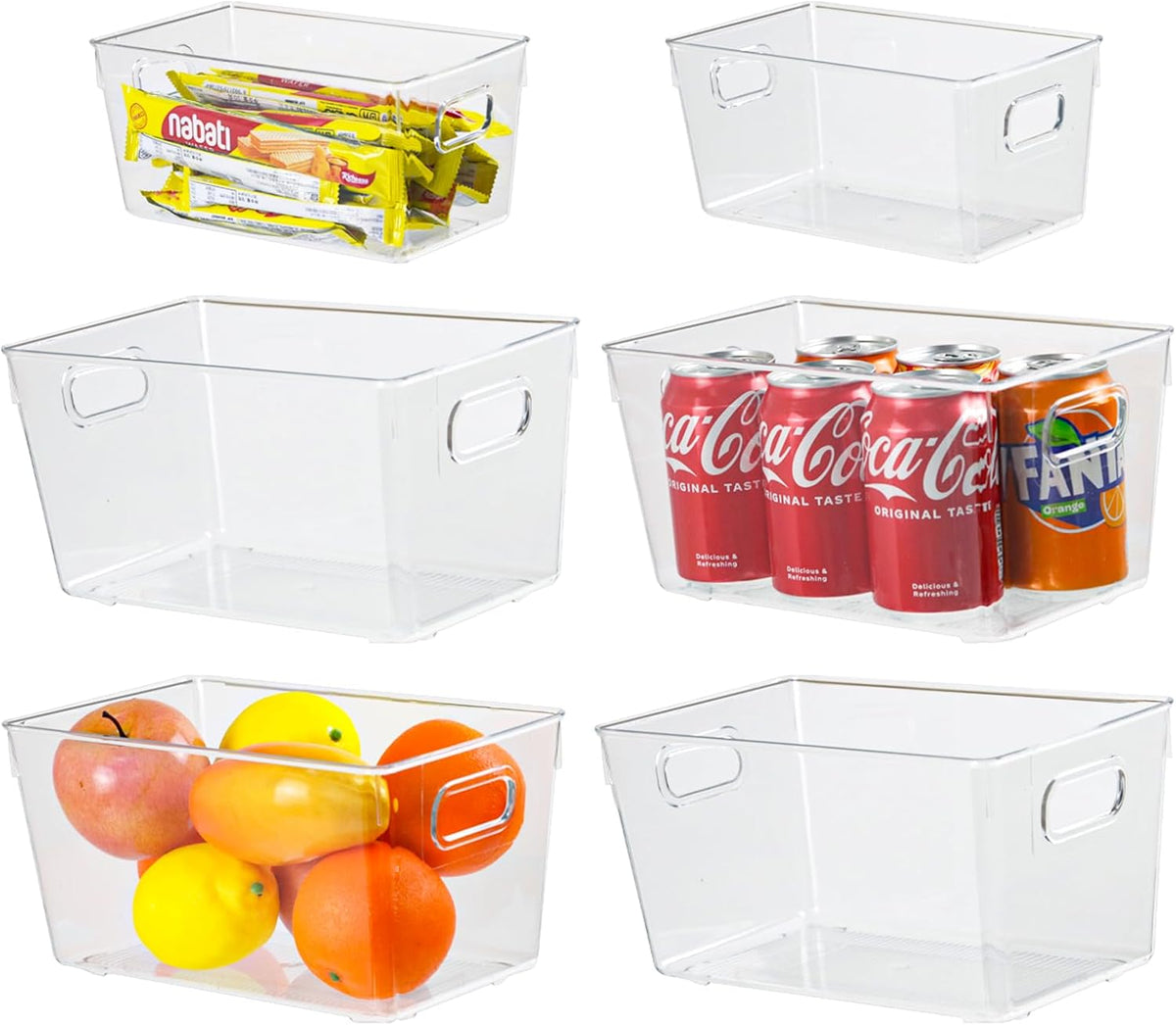 ZEXALOR 10 PACK Clear Storage Bins Clear Storage Containers for Kitchen Pantry Organization, Organizing Bins with Built in Handles, Cabinet Organizers