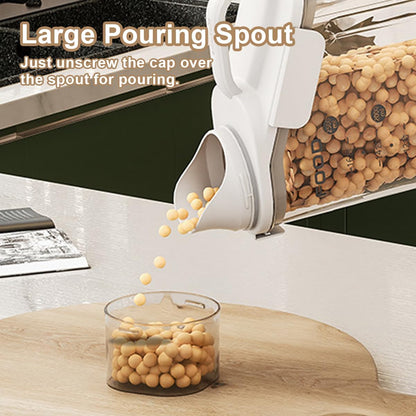 LANGMINGDE Cereal Containers Storage, 2.8L/95oz Airtight Large Dry Food Storage Containers with Pouring Spout Measuring Cup for Snacks Grain Rice,BPA Free Dispenser Plastic Bin