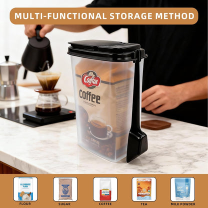 3-Pack Coffee Storage Containers with Scoop – Fit 12 oz Bags, Bag-in Design for Whole Beans & Ground Coffee – Translucent Stackable Canisters for Coffee, Tea, Sugar, Flour, Cereal – 51 oz