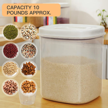 20-25 lbs Rice Dispenser,10.5 Qt/10 L/22-25 lbs Rice Container Storage with Measuring Cup & Brush Food Cereal Container Bins Household for Kitchen Pantry Organization (AY-10KG-WHITE)